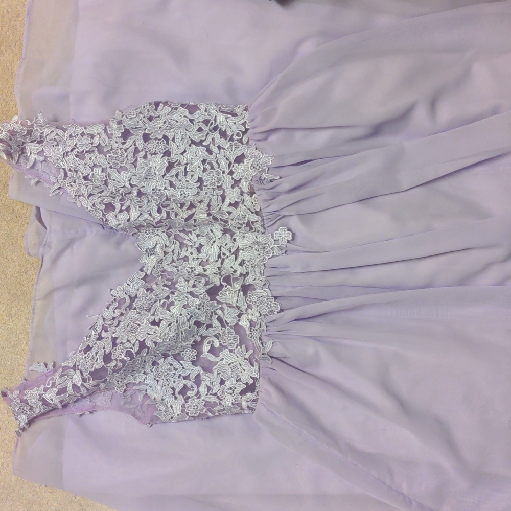 Full length lavender maternity bridesmaids dress